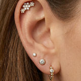 Natural Diamond Flat Back Stud Earrings Bezel Set in Solid 14k Yellow Gold