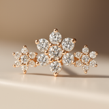 Diamond Three Flower Garland Flat Back Stud in Solid 14k Rose Gold