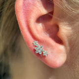 Diamond Three Flower Garland Flat Back Stud in Solid 14k Rose Gold