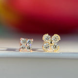 Diamond Four Petal Flower Flat Back Stud