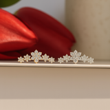 Five Flower Diamond Garland Flat Back Stud in Solid 14k Yellow Gold