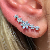Five Flower Diamond Garland Flat Back Stud White  Gold