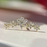 Five Flower Diamond Garland Flat Back Stud in Solid 14k Yellow Gold