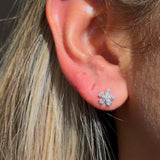 Blooming Flower Earring in Solid 14k White Gold