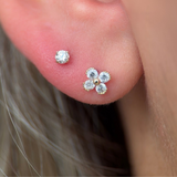 Diamond Threaded Flat Back Stud in Solid 14k Yellow Gold