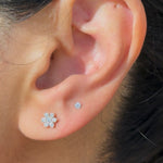 White Gold Diamond Threaded Flat Back Earring