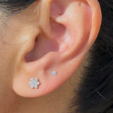 White Gold Diamond Threaded Flat Back Earring