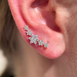 Five Flower Diamond Garland Flat Back Stud in Solid 14k Yellow Gold
