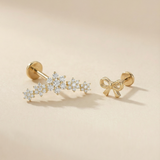 Solid 14k Yellow Gold Bow Knot Stud Earring