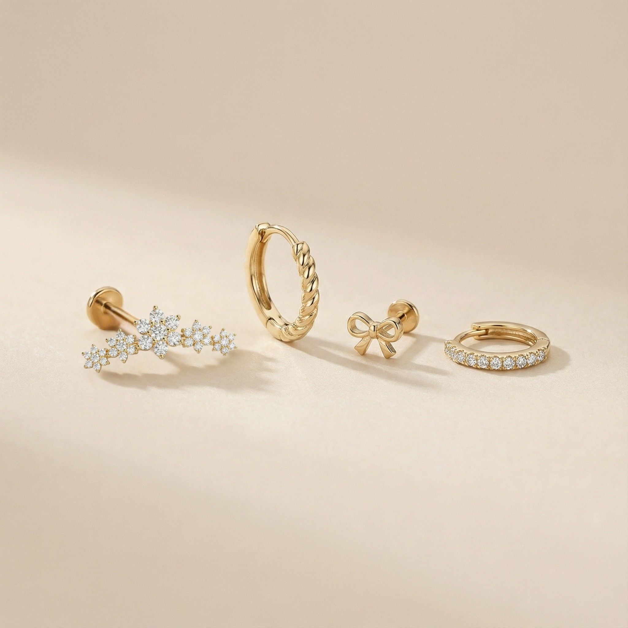 Classic Diamond Hoop in Solid 14k Yellow Gold