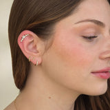 Five Flower Diamond Garland Flat Back Stud Earrings in Solid 14k Yellow Gold