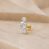 Yellow Gold Trio Round Lab Grown Diamond Crawler Earring