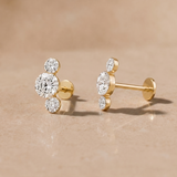 Yellow Gold Trio Round Lab Grown Diamond Crawler Earring