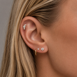 Yellow Gold Trio Round Lab Grown Diamond Crawler Earring