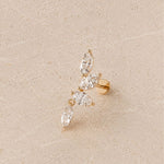 Yellow Gold Marquise Dangle Lab Grown Diamond Cluster Stud
