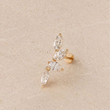 Yellow Gold Marquise Dangle Lab Grown Diamond Cluster Stud