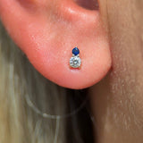 Diamond and Sapphire Flat Back in Solid 14k Yellow Gold
