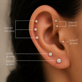 Yellow Gold Diamond Threaded Flat Back Stud Earring