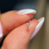 Small Diamond Trinity Flat Back Stud Earrings in Solid 14k White Gold
