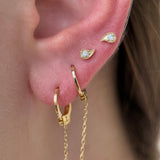 Diamond Paisley Flat Back Stud Milgrain Set in Solid 14k White Gold