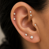 Yellow Gold Diamond Threaded Flat Back Stud Earring