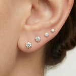 Yellow Gold Diamond Threaded Flat Back Stud Earring