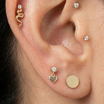 Yellow Gold Snake Stone Flat Back Threaded Stud Earring