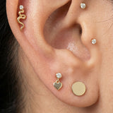 Yellow Gold Snake Stone Flat Back Threaded Stud Earring
