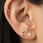 Yellow Gold Snake Stone Flat Back Threaded Stud Earring