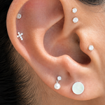 White Gold Disc Flat Back Stud Earring