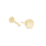Yellow Gold Disc Flat Back Stud Earring