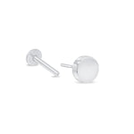 White Gold Disc Flat Back Stud Earring