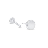 White Gold Disc Flat Back Stud Earring