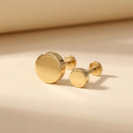 Yellow Gold Disc Flat Back Threaded Stud Earring