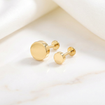 Yellow Gold Disc Flat Back Stud Earring
