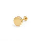 Yellow Gold Disc Flat Back Stud Earring