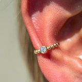 Beaded Bubble Cuff with Stud in Solid 14k Yellow Gold