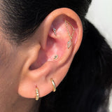 Solid 14k Yellow Gold Triangle Flat Back Stud Earring