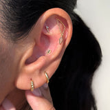 Solid 14k Yellow Gold Triangle Flat Back Stud Earring