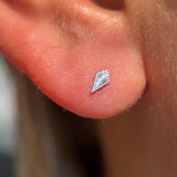 Solid 14k White Gold Triangle Flat Back Stud Earring