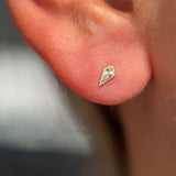 Solid 14k Yellow Gold Triangle Flat Back Stud Earring