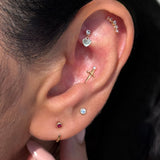 Solid 14k Yellow Gold Pink Marquise Dagger Earring