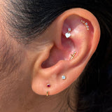 Solid 14k Yellow Gold CZ Stone Ear Crawler