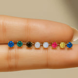 Blue Topaz Cartilage Flat Back Stud in Solid 14k Yellow Gold