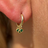Emerald Charm Hoop in Solid 14k Yellow Gold