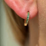 Emerald Cartilage Hoop in Solid 14k Yellow Gold
