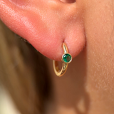 Emerald Huggie Bezel Set in Solid 14k Yellow Gold