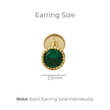 Emerald Milgrain Bezel Flat Back Stud