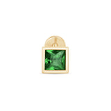 Princess Cut Emerald Flat Back Earring in Bezel Set Solid  Gold