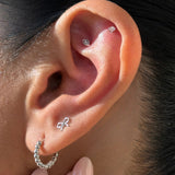 Solid 14k White Gold Bow Knot Stud Earring